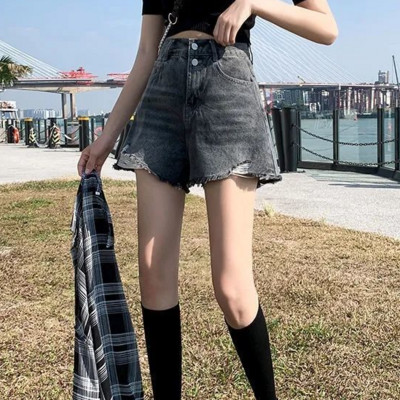 Kratke hlače Ženske Jednobojne Traper Ljeto Najnovija moda Visokog struka Korejski stil Chic Udobne Vintage Udobne Preppy Teens Zip Fly