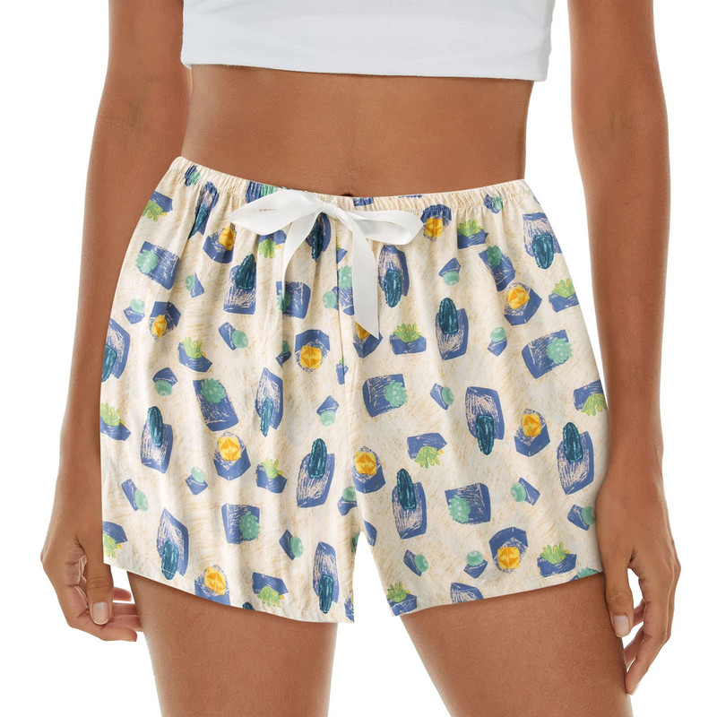 Καλοκαιρινό γυναικείο σορτς με ψηλόμεσο γυναικείο παντελόνι Bohemian Beach ελαφρύ εμπριμέ κορδόνια ελαστικό κάτω μέρος στη μέση