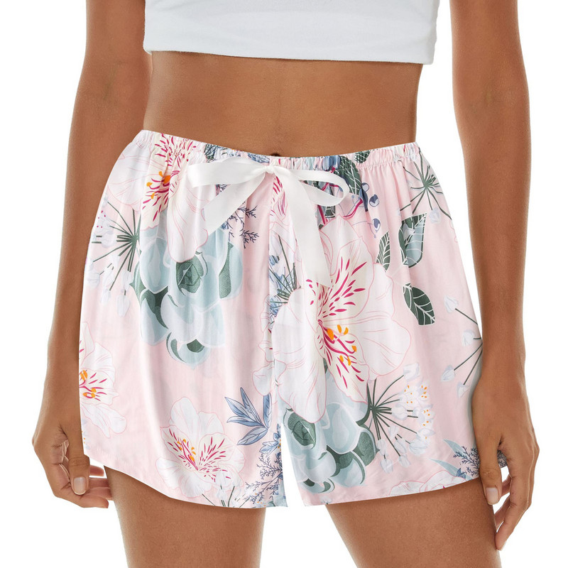 Καλοκαιρινό γυναικείο σορτς με ψηλόμεσο γυναικείο παντελόνι Bohemian Beach ελαφρύ εμπριμέ κορδόνια ελαστικό κάτω μέρος στη μέση