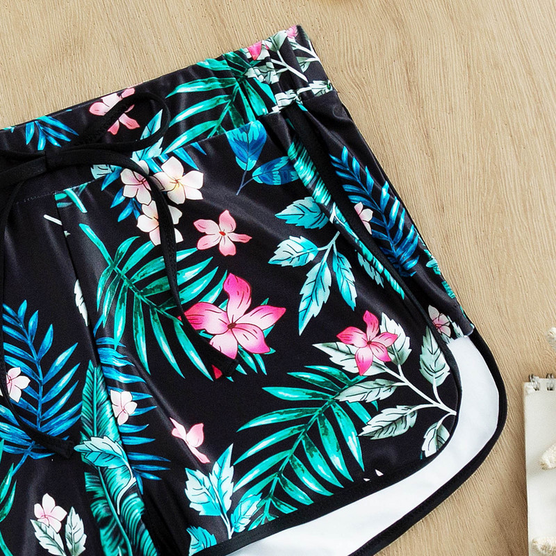 Bikini apakšas ar ziedu apdruku Sieviešu peldkostīms ar augstu vidukli Šorti Peldkostīmi Bikini Brazīlijas bikses peldkostīms pludmales apakšā