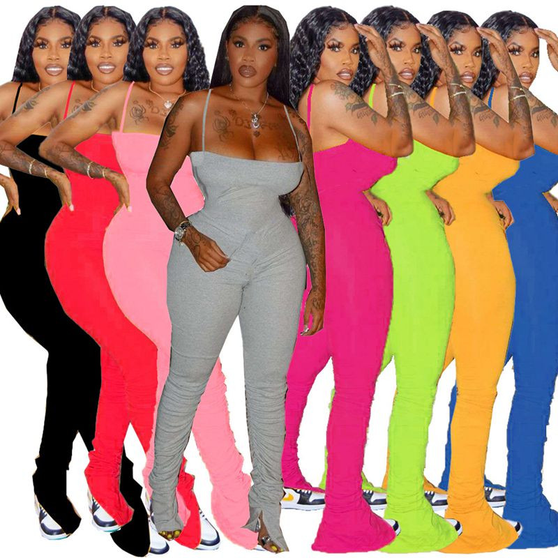 HAOYUAN Σέξι Bodycon Stacked Jumpsuit Γυναικεία Ρούχα Plus Size Εξώπλατες φόρμες One Peice Split κολάν Rompers Club Outfits