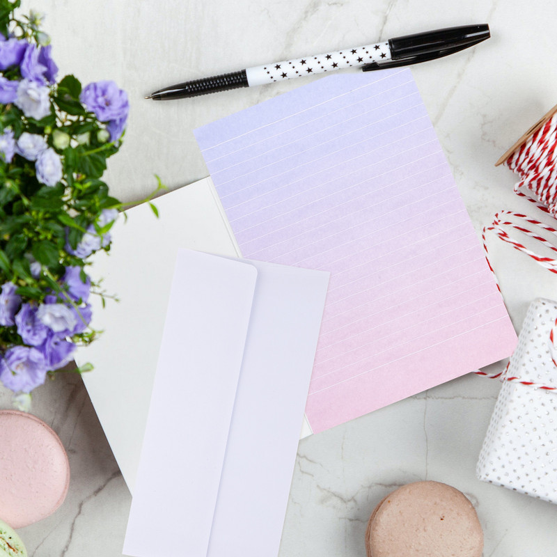 4 Σετ φακέλων σταθερού χαρτιού Σετ χαρτιού γραφής με χρώμα ντεγκραντέ για προσκλήσεις επιστολών Σημείωση μηνύματος ( Μικτό χρώμα )