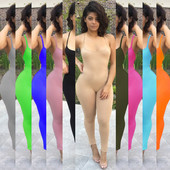 Női kombiné 2019. Mélyen dekoltált hát nélküli szexi feszes jumpsuit Ujjatlan elegáns, hosszú elegáns jumpsuit, női nyári játszóruha