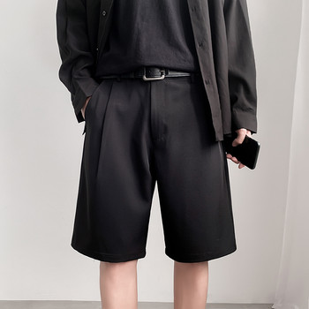 Καλοκαιρινό ανδρικό σορτς ίσια εφαρμογή Κοντό κοστούμι μέχρι το γόνατο Παντελόνι μασίφ Μαύρο Λευκό Φοιτητικό Ρούχα Λεπτά χρώματα Ανδρικό σορτς
