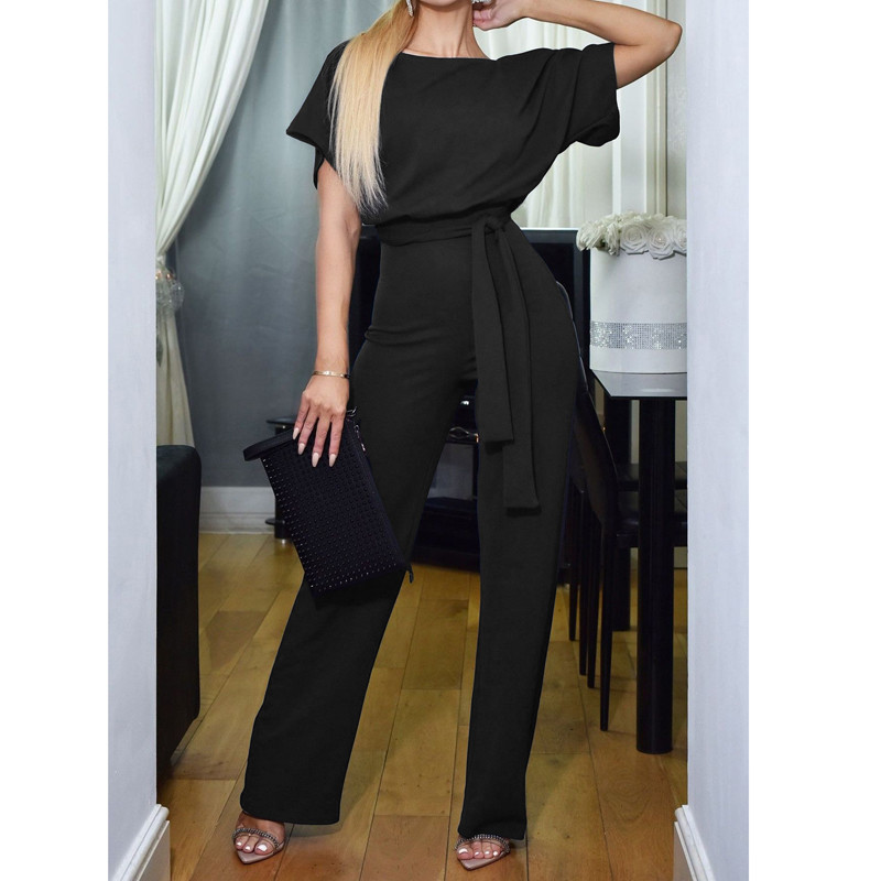 Elegantni ženski kombinezon Široki kratki rukavi Široke nogavice Duga Ležerna ulična odjeća Ženski kombinezoni Tunika visokog struka Odjeća velikih veličina