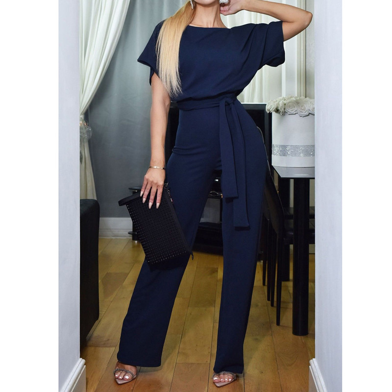 Elegantni ženski kombinezon Široki kratki rukavi Široke nogavice Duga Ležerna ulična odjeća Ženski kombinezoni Tunika visokog struka Odjeća velikih veličina