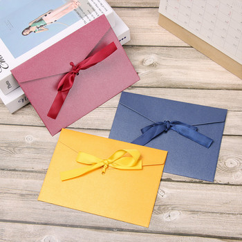 10 БР. Ретро креативен цветен плик с перлена хартия, лък, удебелена панделка, чанти за поздравителни картички за сватбени покани, подарък, канцеларски материали