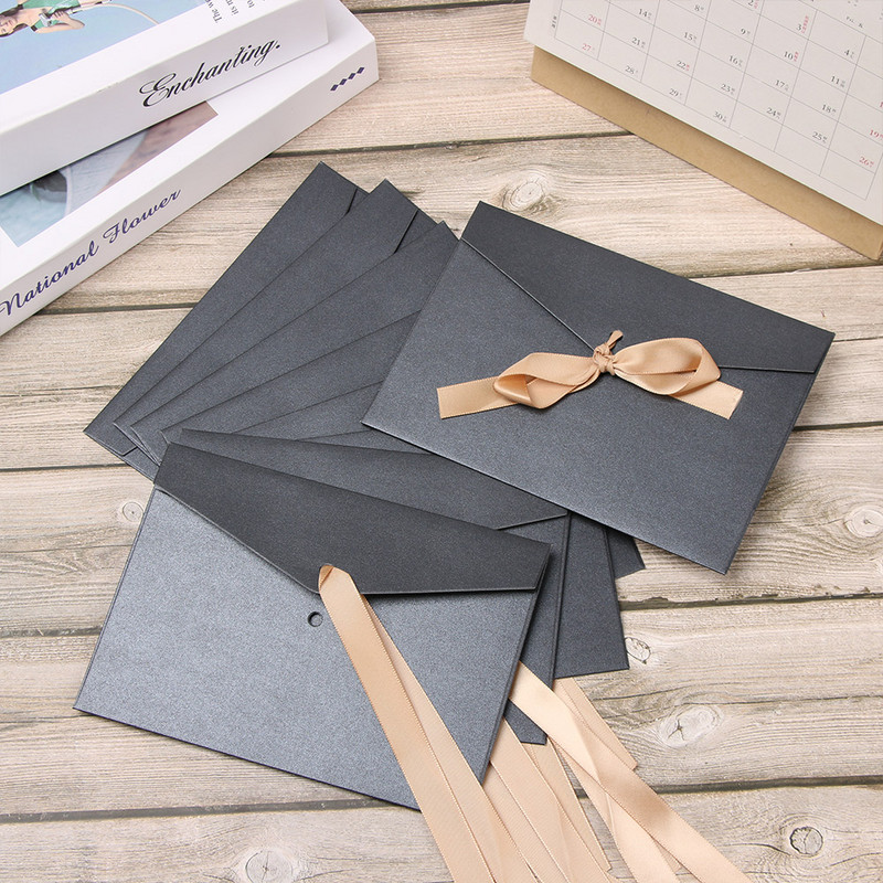10KOM Retro, kreativna omotnica u boji, sedefasti papir, mašna, podebljana vrpca, vrećice za čestitke za pozivnice za vjenčanje, papirnati pribor