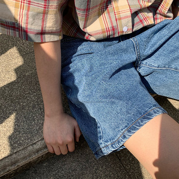 Σορτς Γυναικείο Ψηλόμεσο Ρετρό All-Match Υψηλής Ποιότητας Vintage Hot Έκπτωση Streetwear Boyfriend μέχρι το γόνατο ίσιο παντελόνι Γυναικείο