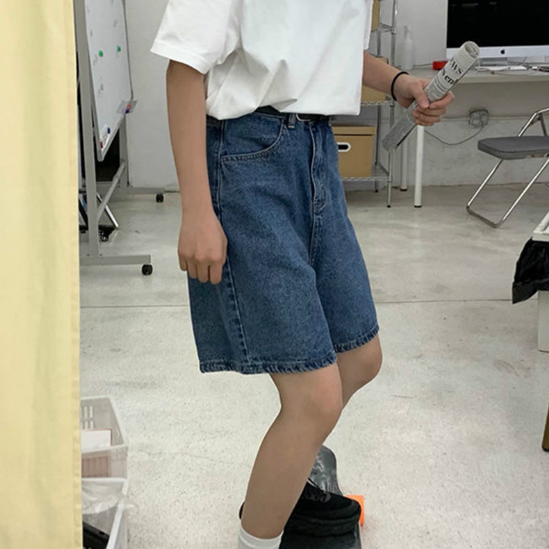 Ženske kratke hlače s visokim strukom, retro, sveobuhvatne, visokokvalitetne, vintage vruće rasprodaje, ulične ženske ravne hlače do koljena