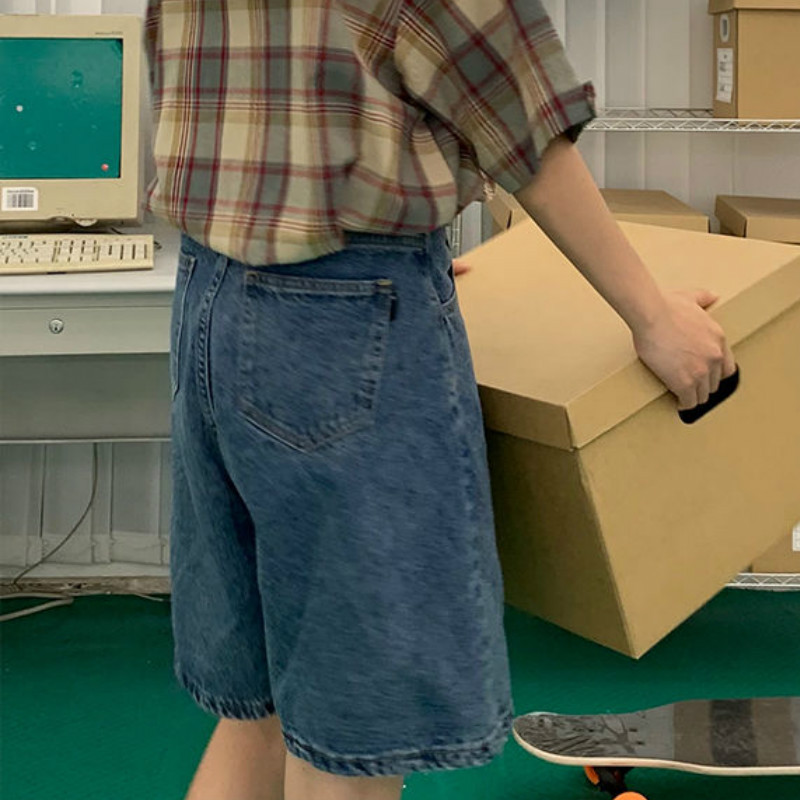 Ženske kratke hlače s visokim strukom, retro, sveobuhvatne, visokokvalitetne, vintage vruće rasprodaje, ulične ženske ravne hlače do koljena