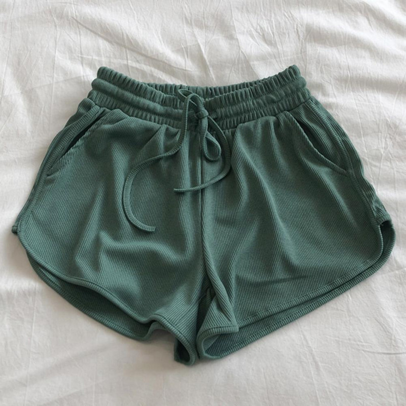 Naiste spordipüksid 2022. aasta suvi Uued ühevärvilised kitsad lühikesed püksid vabaaja naiste elastse vöökohaga Fitness rannapüksid шорты женский