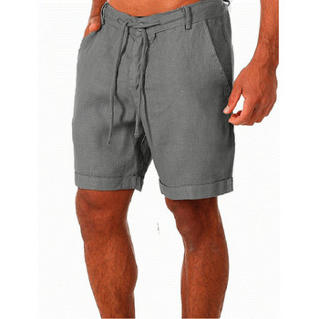 KB 2022 Нови мъжки памучни ленени шорти Панталони Мъжки летни дишащи едноцветни ленени панталони Фитнес Streetwear S-4XL
