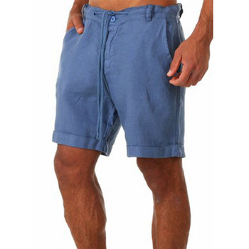 KB 2022 Нови мъжки памучни ленени шорти Панталони Мъжки летни дишащи едноцветни ленени панталони Фитнес Streetwear S-4XL