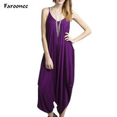 „Faroonee Harem Romper“ kombinezonas, kombinezonas, moteriškas paplūdimio kostiumas, spagečių dirželis Sexy Deep V formos iškirptės kombinezonas, plius dydis 5XL