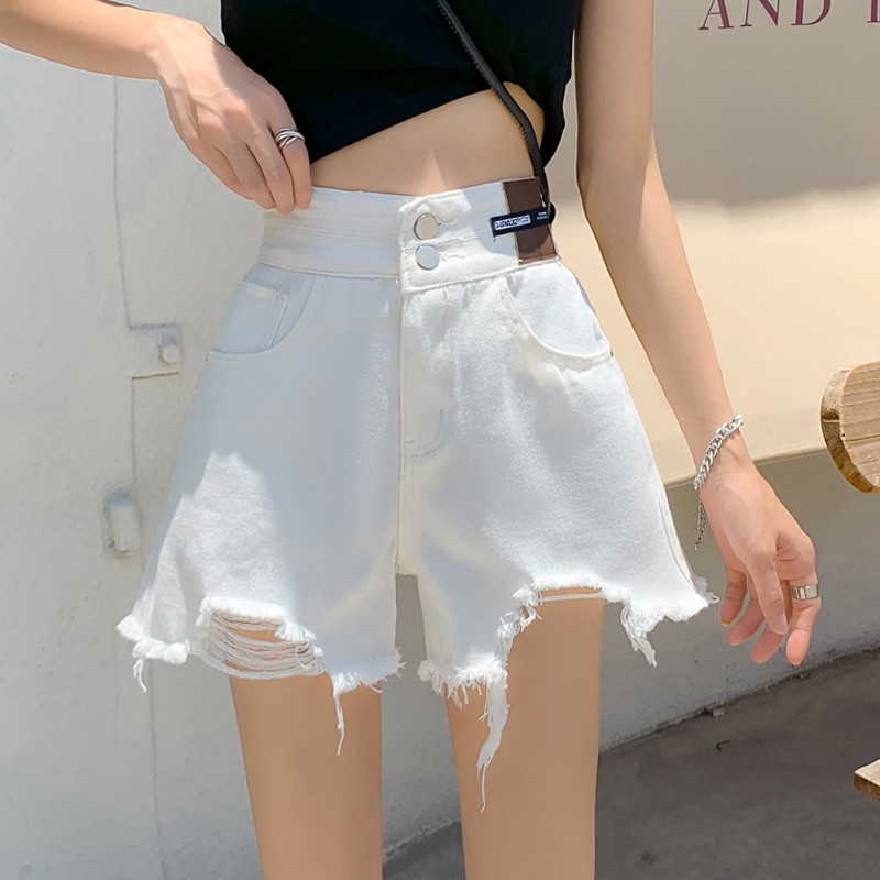 Kratke hlače Ženske ljetne nove vintage rupe Raznobojne jednostavne jednobojne ženske visoke struke vruće šik kroja modna odjeća od mekog trapera Ulzzang