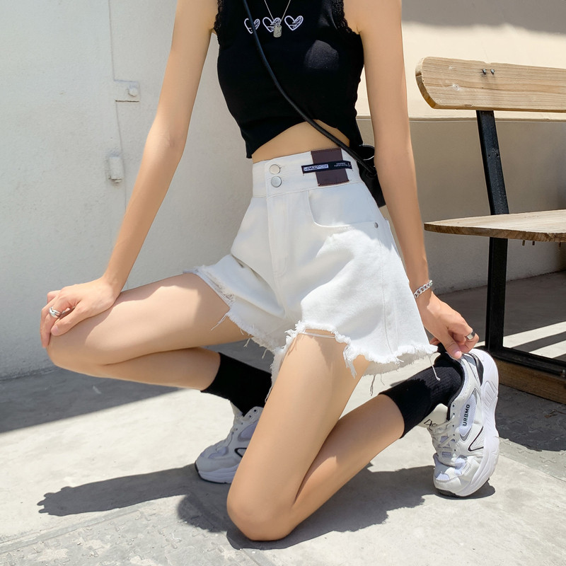 Kratke hlače Ženske ljetne nove vintage rupe Raznobojne jednostavne jednobojne ženske visoke struke vruće šik kroja modna odjeća od mekog trapera Ulzzang