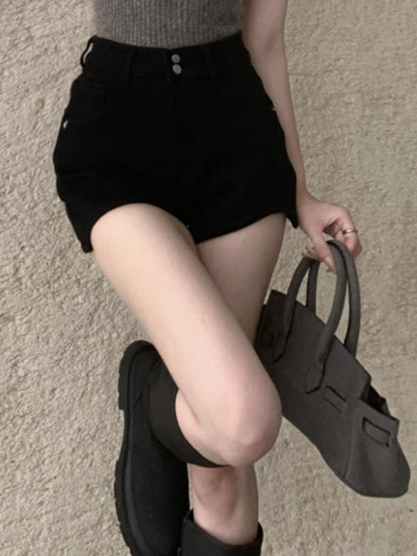 Σορτς Γυναικείο Τζιν Ακανόνιστο Παντός Ταίρι Skinny Solid Απλό καλοκαιρινό λεπτό Hotsweet ψηλόμεσο casual streetwear Γυναικεία ζεστή μόδα