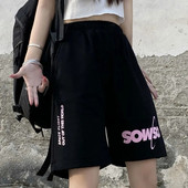 Ženska ljetna odjeća, modne kratke hlače, ležerne prevelike kratke hlače s otisnutim slovima i elastičnim strukom, hip-hop kratke hlače, korejska ulična odjeća