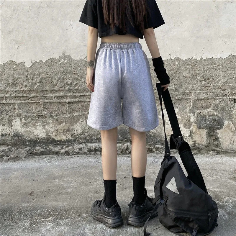 Ženska ljetna odjeća, modne kratke hlače, ležerne prevelike kratke hlače s otisnutim slovima i elastičnim strukom, hip-hop kratke hlače, korejska ulična odjeća