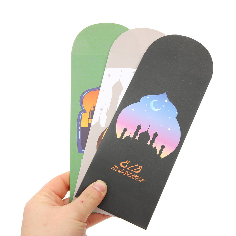 18 vnt raudonų vokų Eid festivalio sąskaitos musulmonų dovanos vestuvių kvietimai popieriniai sveikinimo atvirukai