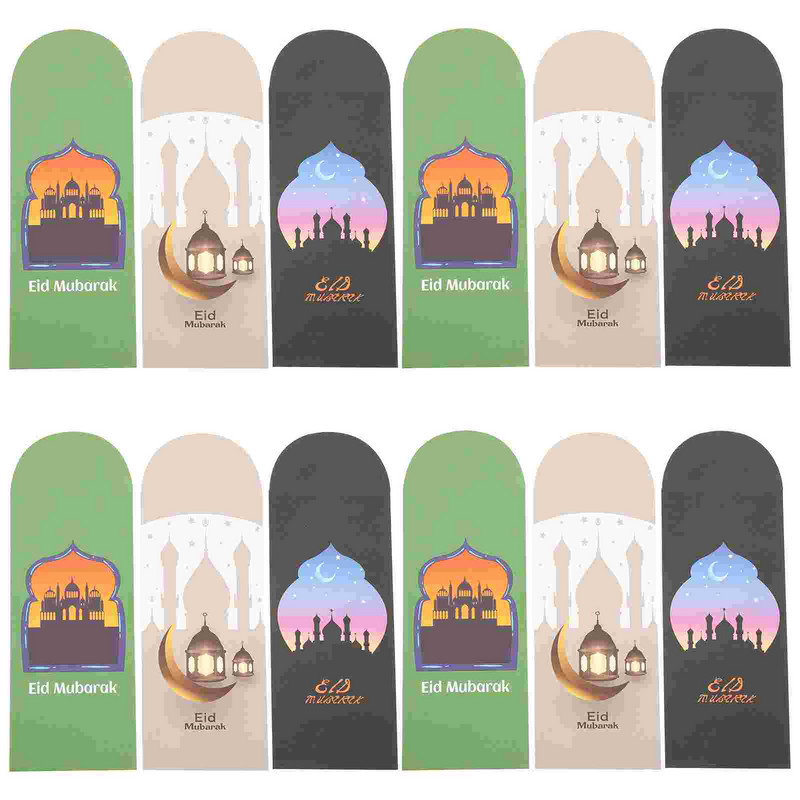 18 vnt raudonų vokų Eid festivalio sąskaitos musulmonų dovanos vestuvių kvietimai popieriniai sveikinimo atvirukai