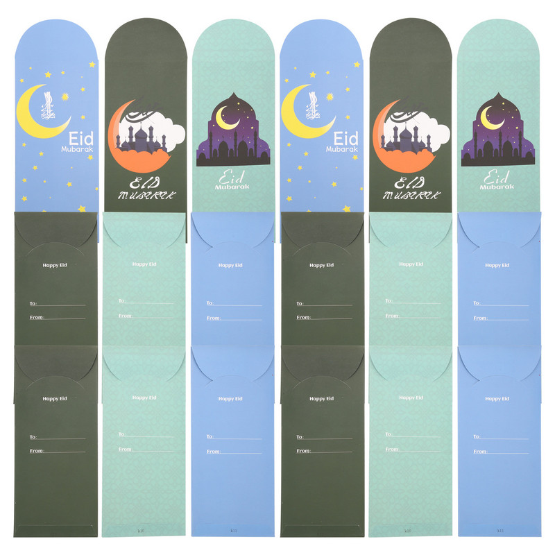 18 vnt raudonų vokų Eid festivalio sąskaitos musulmonų dovanos vestuvių kvietimai popieriniai sveikinimo atvirukai