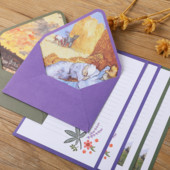 Van Gogh Monet 6 plicuri 10 scrisori Set de hârtie Creativ A5 pictură în ulei hârtie scrisoră Vintage frumos și drăguț plic occidental