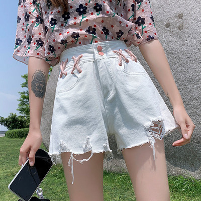 Traper kratke hlače Ženske vintage dizajna s visokim strukom Ulična odjeća Blagdanske lijepe trendi Višeslojne Djevojačke cool ležerne ženske Ulzzang BF