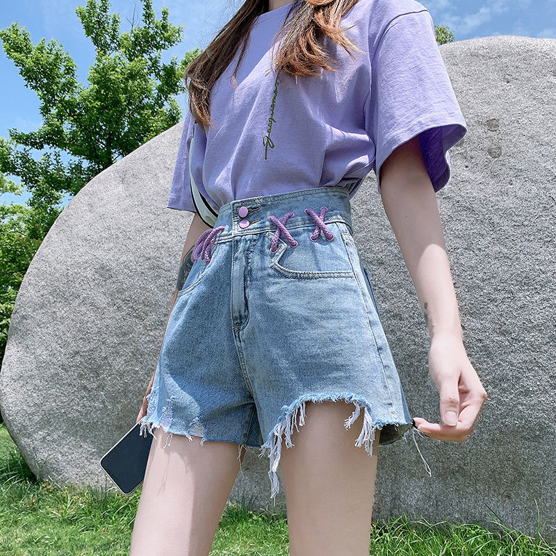 Traper kratke hlače Ženske vintage dizajna s visokim strukom Ulična odjeća Blagdanske lijepe trendi Višeslojne Djevojačke cool ležerne ženske Ulzzang BF