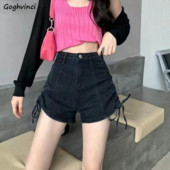 Kratke hlače Ženske traper bandage Seksi šik korejski stil Retro elegantna ležerna mlada ulična odjeća Vruće djevojke Visoki struk Elegantne Y2k Cool Ins