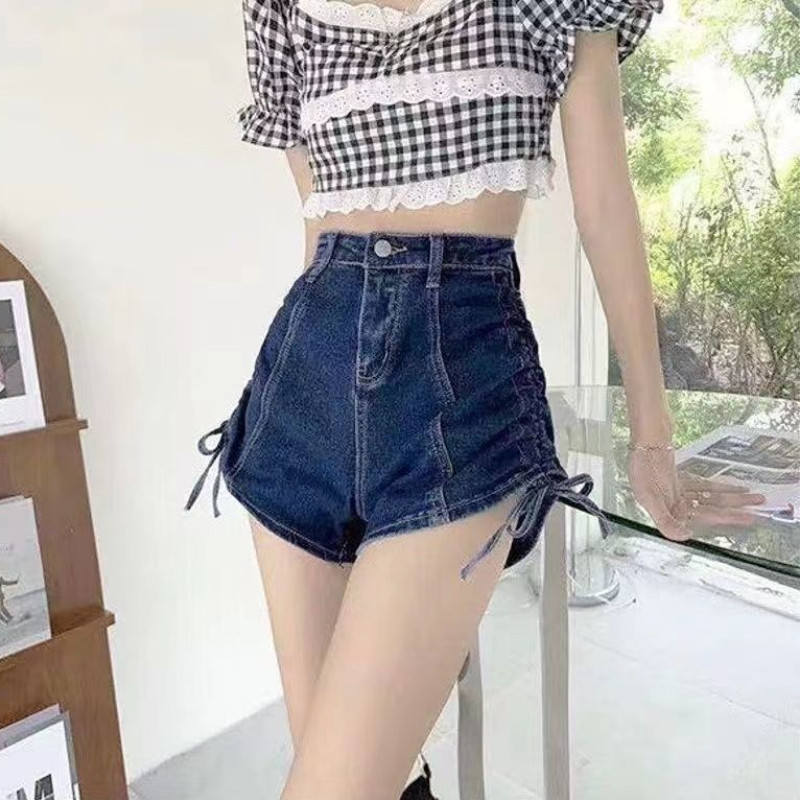 Kratke hlače Ženske traper bandage Seksi šik korejski stil Retro elegantna ležerna mlada ulična odjeća Vruće djevojke Visoki struk Elegantne Y2k Cool Ins