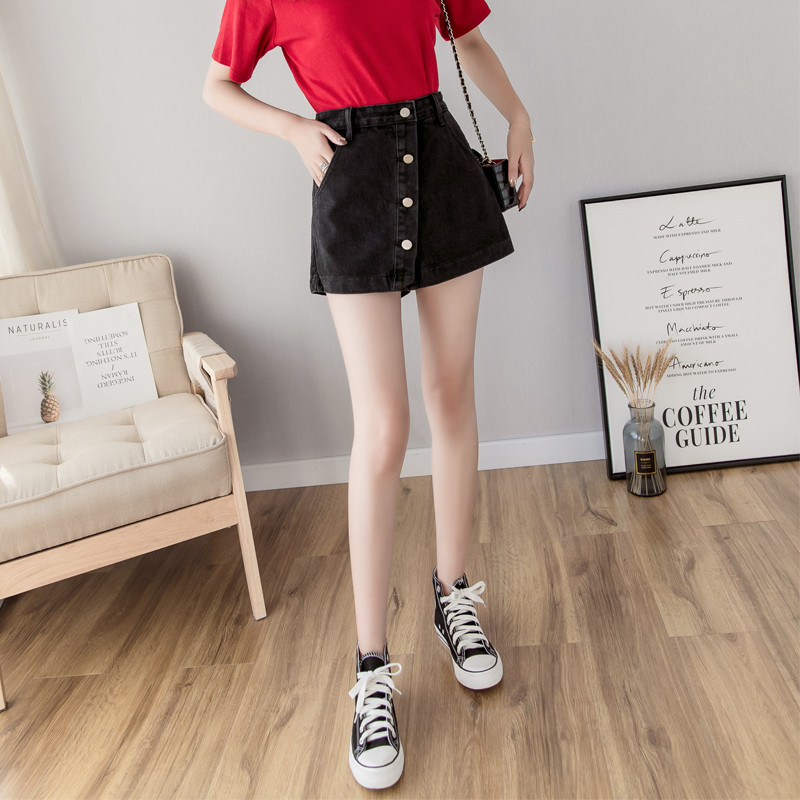 Ženske traper kratke hlače s kopčanjem i visokim strukom, široke nogavice, nepravilnog ispiranja, retro dizajna, vruće djevojke, mlade, slatke ulične odjeće, ljetno novo