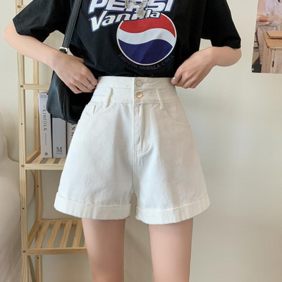 Traper kratke hlače Ženske široke široke popularne studentske slobodno vrijeme Sweet Girl Basic Ljetne tanke široke nogavice Ulzzang Retro Pure Chic A kroja