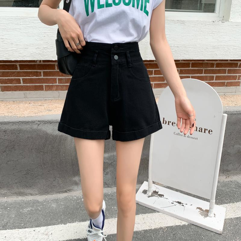 Traper kratke hlače Ženske široke široke popularne studentske slobodno vrijeme Sweet Girl Basic Ljetne tanke široke nogavice Ulzzang Retro Pure Chic A kroja