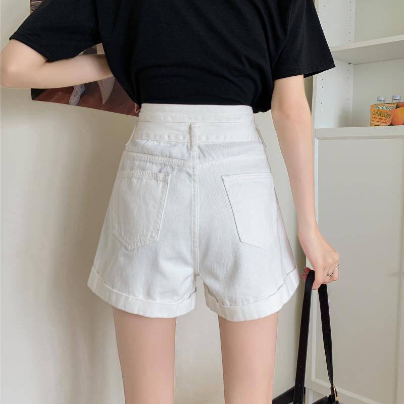 Traper kratke hlače Ženske široke široke popularne studentske slobodno vrijeme Sweet Girl Basic Ljetne tanke široke nogavice Ulzzang Retro Pure Chic A kroja