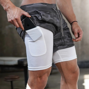 Къси панталони за бягане Мъжки спортни шорти за фитнес 2 в 1 Quick Dry Workout Training Gym Fitness Jogging Къси панталони Летни мъжки шорти 2023