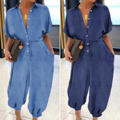 50# Jednobojni kombinezon, ženski kombinezon veće veličine, ležerni bodi Široke kombinezone, ženski kombinezon, vrećasti kombinezon veće veličine, bodi žensko