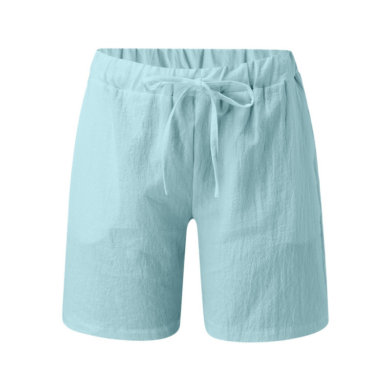 Kratke hlače za trčanje za žene Ležerne jednobojne pamučne lanene kratke hlače visokog struka Kratke hlače za žene dotjerane ljetne ljetne kratke hlače s elastičnim strukom