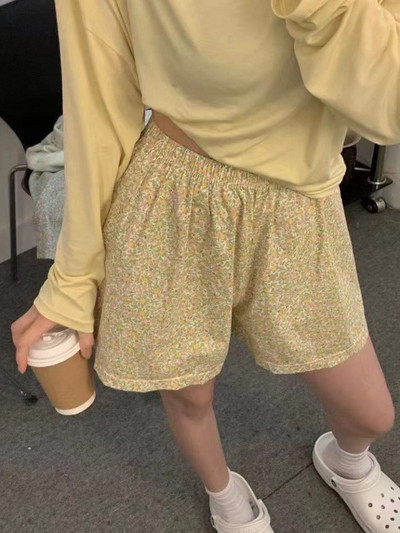 Ljetne nove ženske kratke hlače od pamučne gaze s elastičnim strukom, ležerne rešetkaste ženske kućne hlače Ženske kratke hlače s printom