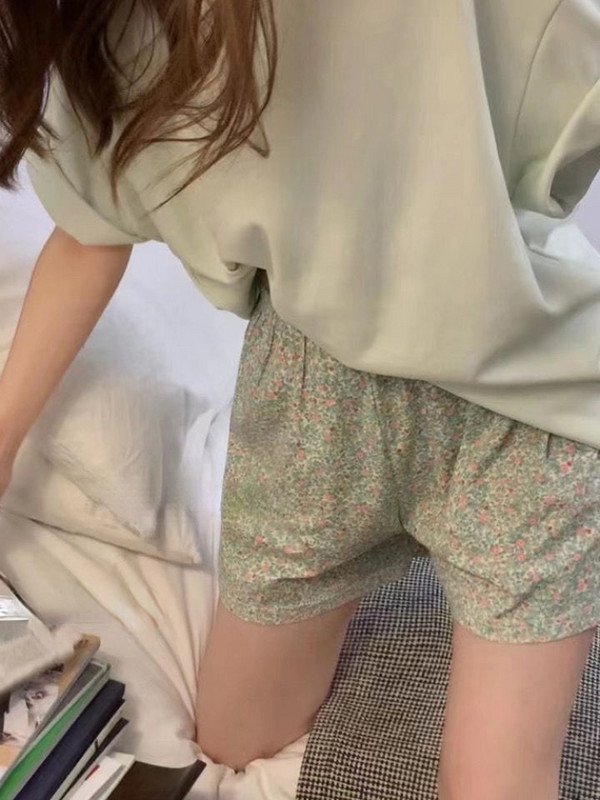 Ljetne nove ženske kratke hlače od pamučne gaze s elastičnim strukom, ležerne rešetkaste ženske kućne hlače Ženske kratke hlače s printom