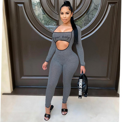 Skinny Club Romper Seksi ženske hlače izdubljene, jednobojne sportske odjeće