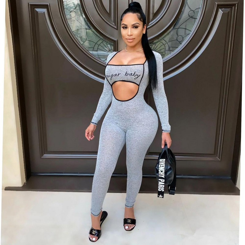 Skinny Club Romper Seksi ženske hlače izdubljene, jednobojne sportske odjeće