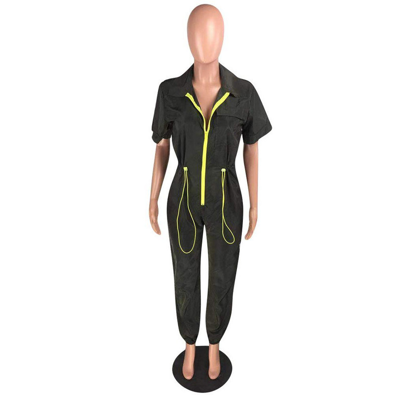 Ležerne kombinezone na vezanje Seksi ženske kombinezoni s otvorenim ovratnikom i kratkim rukavima uz donji dio