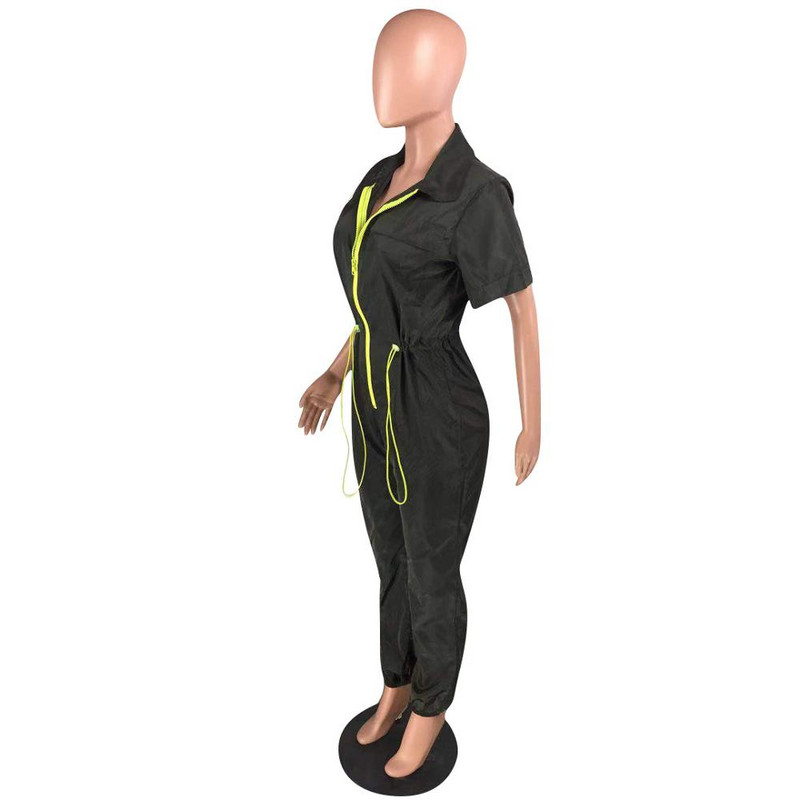 Ležerne kombinezone na vezanje Seksi ženske kombinezoni s otvorenim ovratnikom i kratkim rukavima uz donji dio