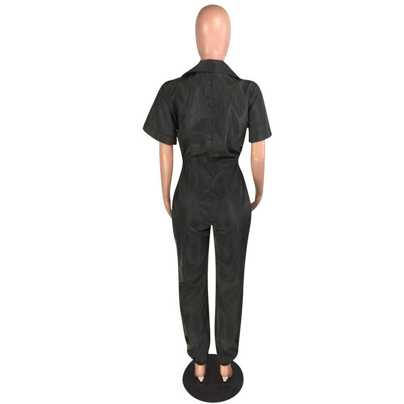 Ležerne kombinezone na vezanje Seksi ženske kombinezoni s otvorenim ovratnikom i kratkim rukavima uz donji dio