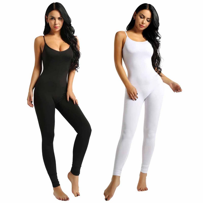 Moteriški vienetiniai žaismingi kostiumai suaugusiems su spagečiais su petnešėlėmis be pėdų, tamprus kietas tankas Unitard Yoga Dance Trikotas Bodysuit kombinezonas