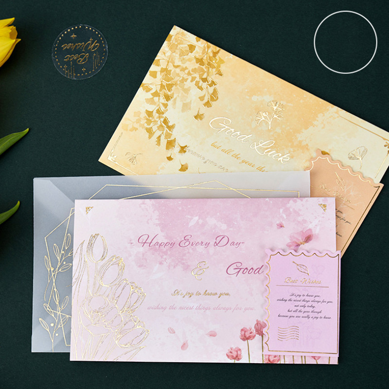 4 set de hârtie acid sulfuric plic felicitare copertă creativă bronzare vacanță binecuvântare ziua de naștere ziua de revelion felicitare de mulțumire