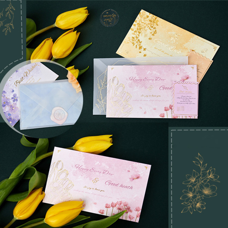 4 set de hârtie acid sulfuric plic felicitare copertă creativă bronzare vacanță binecuvântare ziua de naștere ziua de revelion felicitare de mulțumire