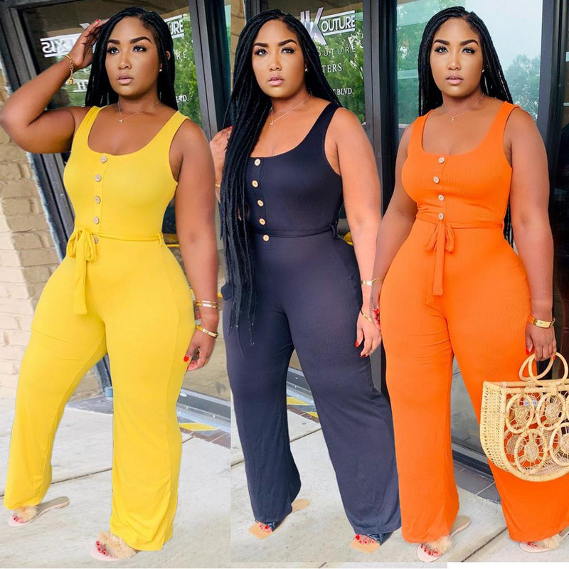 HGTE Jumpsuit doamnelor sexy halter cu centură fără mâneci salopetă lungă casual cravată nasturi salopetă cu picior largi elegantă
